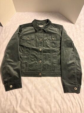 JJill Classic Button-Up Corduroy Jacket in Denim Blue